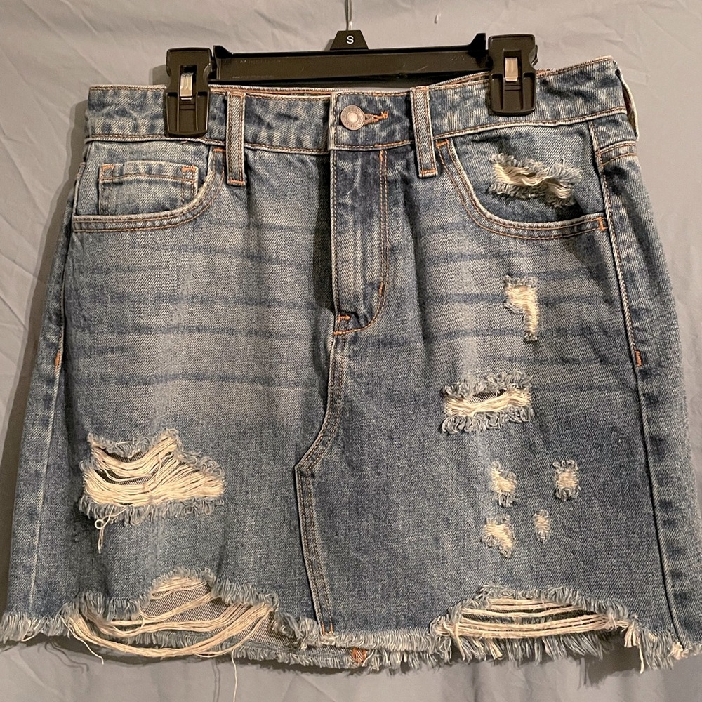 Cello Brand Denim Ripped Mini Skirt, Size Smalll